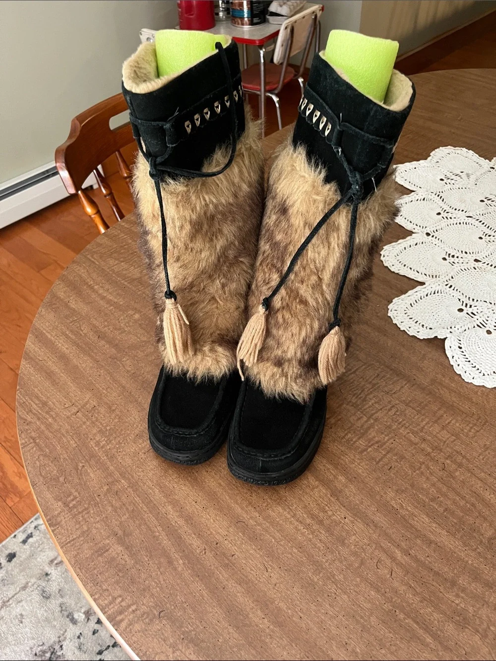 Easy Spirit Black and Brown Faux Fur Winter Boots